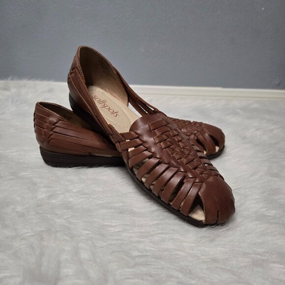 NWOT Softspots Women's Leather Sandals, Huarache, Trinidad, Rust, 10 - Picture 1 of 8